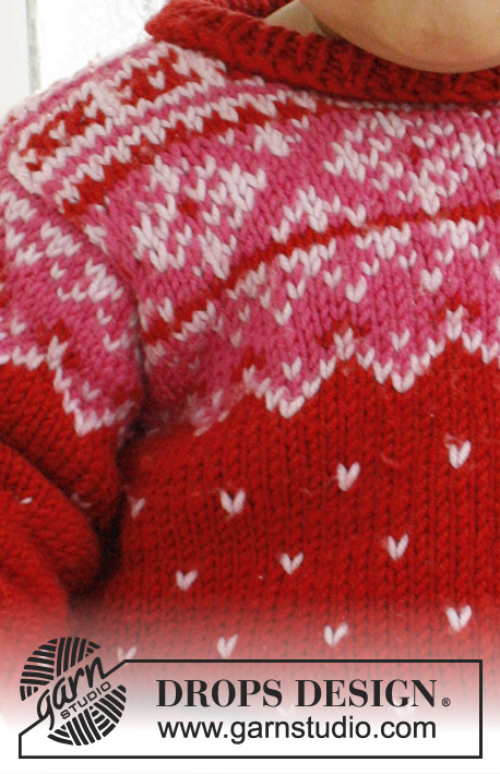 Rubin / DROPS Baby 21-18 - Dziecięcy sweter na drutach, z żakardem norweskim, z włóczki DROPS Merino Extra Fine