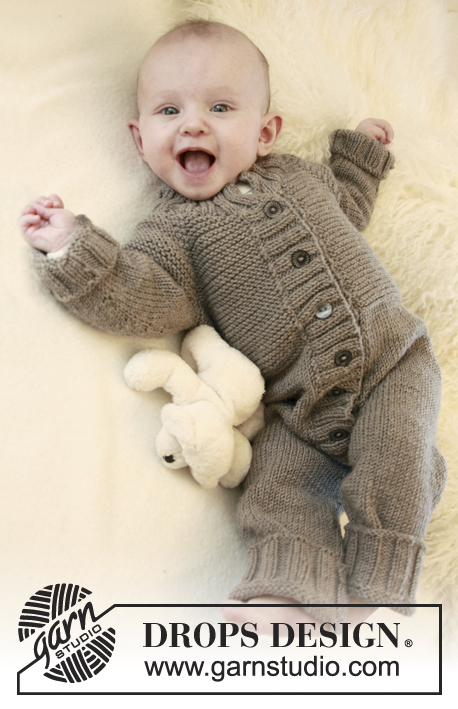 Happy Days / DROPS Baby 21-23 - Macacão tricotado com raglan para bebés e crianças em DROPS Merino Extra Fine 