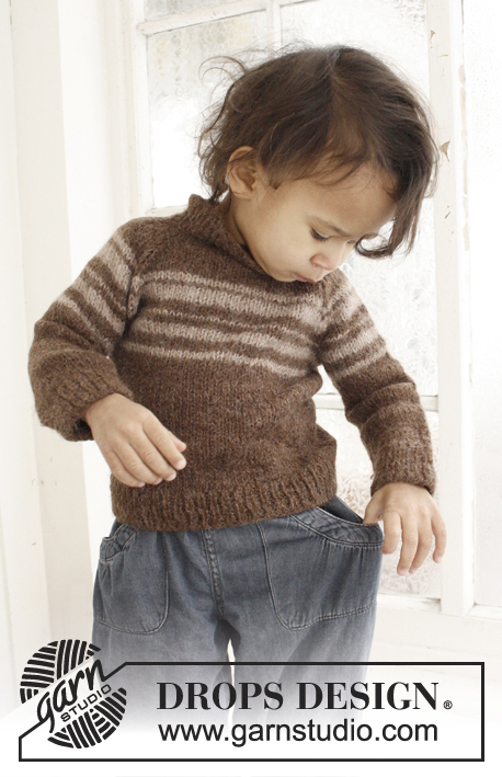 William / DROPS Baby 21-29 - Sweter dziecięcy na drutach, z reglanowymi rękawami i w paski, z włóczki DROPS Lima