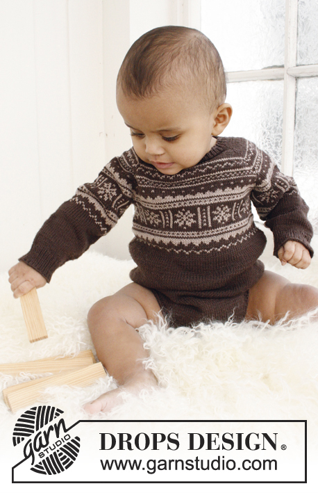 Litte William`s Body / DROPS Baby 21-32 - Body tricotado com raglan com motivo nórdico para bebés e crianças em DROPS BabyMerino ou DROPS BabyAlpacaSilk