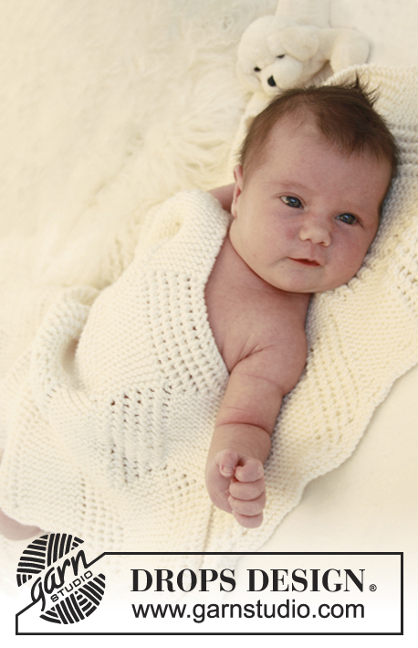 Baby Cloud / DROPS Baby 21-37 - Dětská deka s ažurovým vzorem pletená z příze DROPS Merino Extra Fine