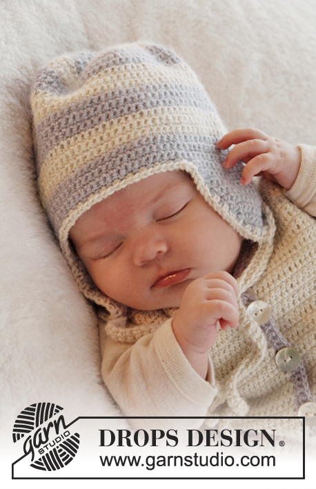 Heartthrob Hat / DROPS Baby 25-23 - Gehäkelte Mütze für Babys in DROPS Alpaca. Größe 0 – 4 Jahre.