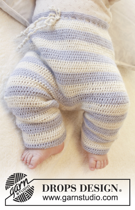 Heartthrob Pants / DROPS Baby 25-24 - Vauvan DROPS Alpaca-langasta virkatut housut, joiden vyötärössä nyöri. Koot 0 - 4 v.