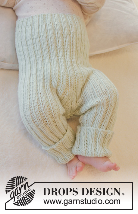 First Impression Pants / DROPS Baby 25-27 - Calças para bebés tricotadas em canelado em DROPS BabyMerino. Tamanhos prematuro - 4 anos.