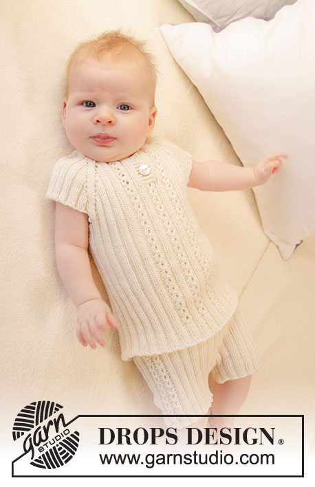 Simply Sweet Singlet / DROPS Baby 25-31 - Top para bebés tricotado em canelado, de cima para baixo, em DROPS BabyMerino. Tamanhos prematuro - 4 anos.