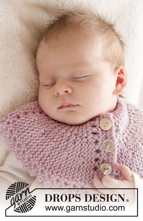Serene / DROPS Baby 25-5 - Gebreide halswarmer voor baby met picotrand in DROPS Karisma. Maat 0 - 4 jaar.