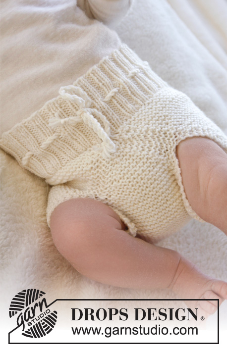 Pampered / DROPS Baby 25-9 - Vauvan neulotut alushousut DROPS BabyMerino -langasta. Koot keskonen-4 vuotta.
