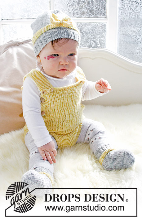 Little Miss Ribbons / DROPS Baby 31-10 - Body tricotado para bébé, em ponto jarreteira, numa só peça, em DROPS BabyMerino. Tamanhos prematuro - 4 anos.