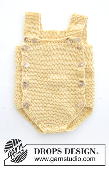 Little Miss Ribbons / DROPS Baby 31-10 - Body tricotado para bébé, em ponto jarreteira, numa só peça, em DROPS BabyMerino. Tamanhos prematuro - 4 anos.