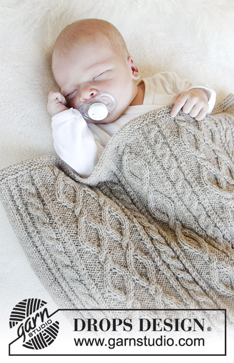 Afternoon Nap / DROPS Baby 31-16 - Strikket teppe med fletter til baby. Arbeidet er strikket i DROPS BabyMerino. Tema: Babyteppe