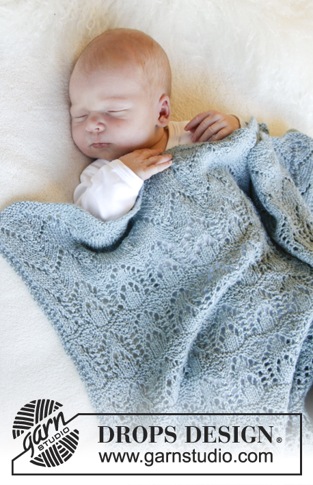 Milk Dreams / DROPS Baby 31-23 - Strikket tæppe med hulmønster til baby. Arbejdet er strikket i DROPS BabyMerino. Tema: Babytæppe