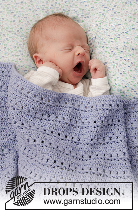 Sleepyhead / DROPS Baby 33-1 - DROPS Safran või DROPS BabyMerino lõngast heegeldatud pitsmustriga beebitekk