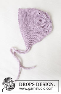 Pink Petals Hat / DROPS Baby 33-14 - Stickad hätta till baby med bladmönster och rätstickning i DROPS BabyMerino. Storlek 0-24 månader.