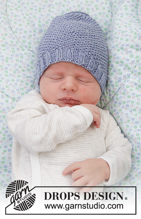 Baby Talk Set / DROPS Baby 33-29 - Stickad mössa och sjal halsduk till baby i DROPS BabyMerino med moss-stickning och rätstickning.  Storlek: Prematur - 4 år (= mössa )  och  Onesize (= sjal halsduk).
