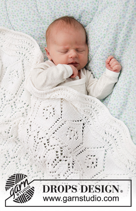 Memory Maker / DROPS Baby 33-35 - Vauvan neulottu peitto DROPS Cotton Merino -langasta. Teema: Vauvanpeitto