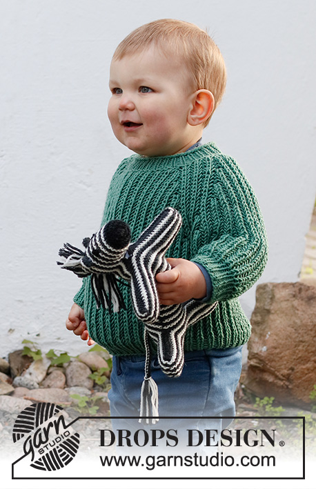 The Outdoors / DROPS Baby & Children 38-7 - Raglánový pulovr pro miminka i děti pletený shora dolů chytovým patentem přízí Merino Extra Fine. Velikost 12 měsíců – 10 let.
