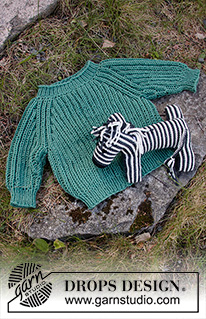 The Outdoors / DROPS Baby & Children 38-7 - Niemowlęcy i dziecięcy sweter na drutach, przerabiany od góry do dołu, ściegiem angielskim z reglanowymi rękawami, z włóczki DROPS Merino Extra Fine. Od 12 miesięcy do 10 lat.