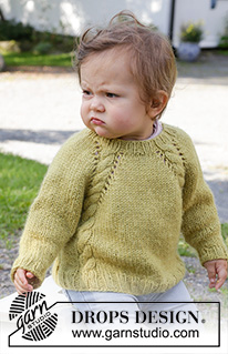 Baby Leaf Sweater / DROPS Baby & Children 38-9 - Prjónuð peysa fyrir börn úr DROPS Alaska. Stykkið er prjónað með laskalínu og köðlum, ofan frá og niður. Stærð 6 mánaða – 8 ára.