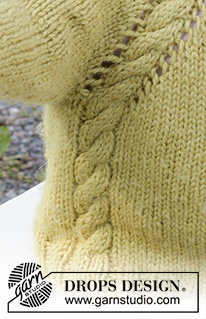 Baby Leaf Sweater / DROPS Baby & Children 38-9 - Vauvan ja lapsen ylhäältä alas neulottu pusero DROPS Alaska-langasta. Työssä on raglanlinjat ja palmikoita. Koot 6 kuukautta - 8 vuotta.