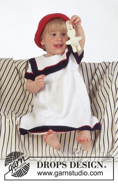 Sailor Girl / DROPS Baby 4-12 - DROPS Klänning och hatt i Safran
