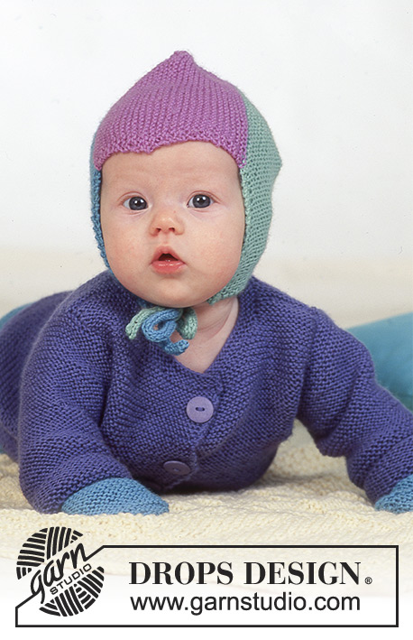Colourful Dreams / DROPS Baby 4-18 - Sweterek, spodnie, czapka, rękawiczki, kapcie i szalik DROPS ściegiem francuskim, z włóczki BabyMerino. Kocyk z włóczki Karisma.