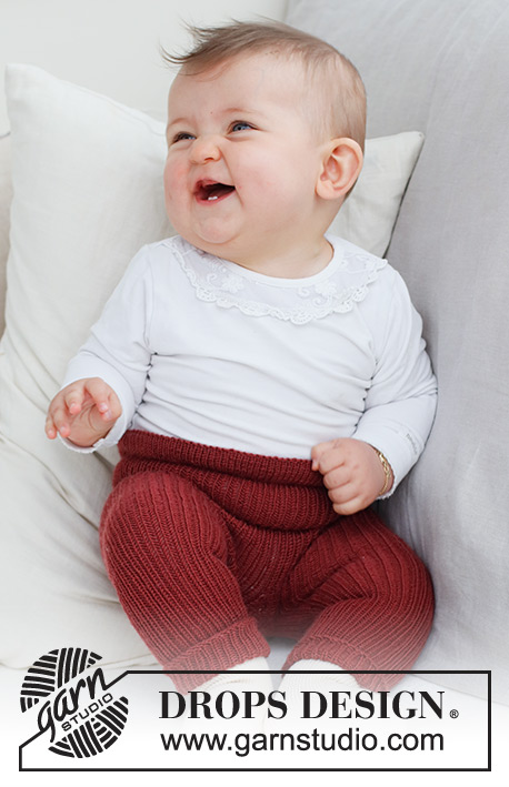 Cutipie Pants / DROPS Baby 42-16 - Strikkede bukser til baby og børn i DROPS BabyMerino. Arbejdet strikkes oppefra og ned med rib og bukkekant i livet. Størrelse 0 til 4 år.