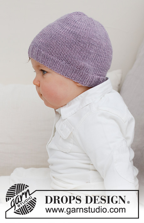 Sweetheart Beanie / DROPS Baby 42-18 - Bonnet tricoté pour bébé et enfant en jersey et côtes, en DROPS BabyMerino. Du 0 au 4 ans.