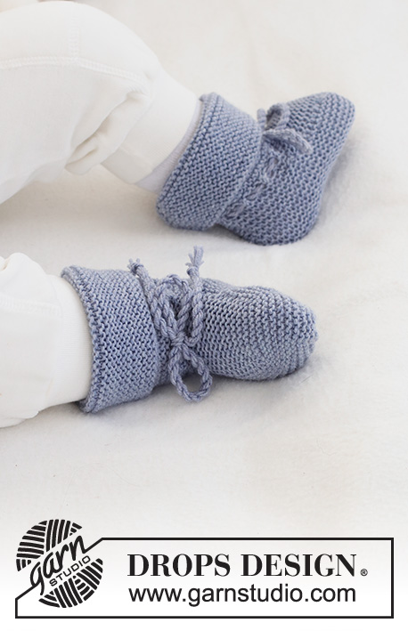 Lavender Socks / DROPS Baby 43-21 - Niemowlęce i dziecięce kapcie na drutach, ściegiem francuskim, z włóczki DROPS BabyMerino. Od wcześniak do 4 lat.