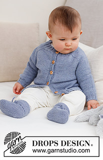 Blue Pebbles Cardigan / DROPS Baby 43-3 - Gebreid vest voor baby’s in DROPS BabyMerino. Het werk wordt van boven naar beneden gebreid met zadelschouders. Maten: Prematuur tot 2 jaar.