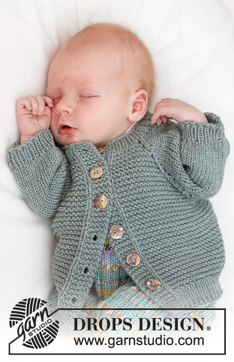 Dream Plan Cardigan / DROPS Baby 45-1 - Casaco tricotado de cima para baixo para bebé, com cavas raglan, ponto jarreteira e ponto meia, em DROPS Merino Extra Fine. Tamanhos: 0 - 4 anos.