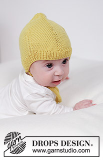 Lemonade Bonnet / DROPS Baby 45-14 - Kötött sapka babáknak, DROPS Baby Merino fonalból. A darabot fentről lefelé haladva készítjük: 0 - 4 évesekre való méretekben