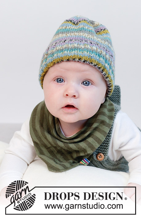 Thief of Hearts Hat / DROPS Baby 45-18 - Knitted hat for babies and children in DROPS Fabel. The piece is worked with rib and stocking stitch. Sizes 0 to 4 years.