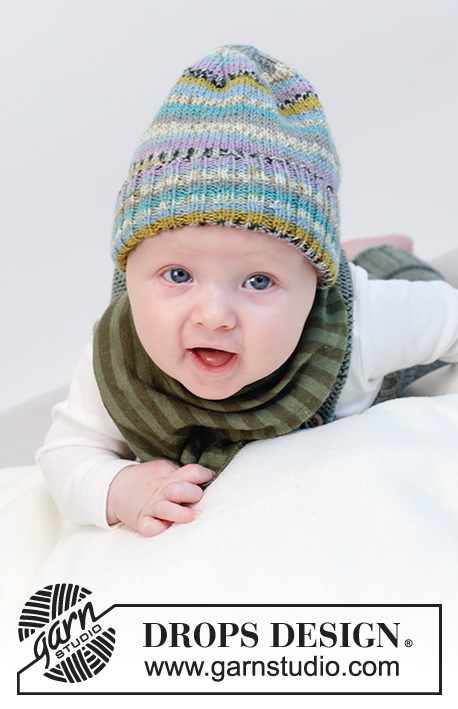 Thief of Hearts Hat / DROPS Baby 45-18 - Stickad mössa till baby och barn i DROPS Fabel. Arbetet stickas med resår och slätstickning. Storlek 0 till 4 år.