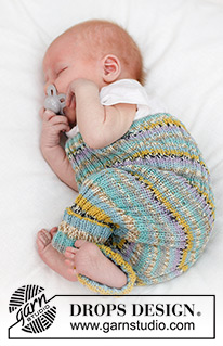 Striped Dreams / DROPS Baby 45-2 - Vauvan neulotut housut DROPS Fabel-langasta. Työssä on joustinneuletta. Koot 0 - 4 vuotta.
