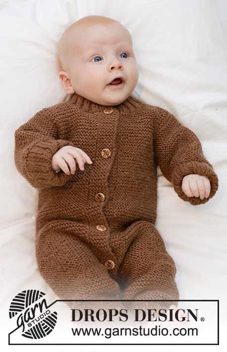 Winter Ready / DROPS Baby 45-9 - Combinaison tricotée pour bébé et enfant, en DROPS Lima. Se tricote de bas en haut au point mousse. Du 0 au 4 ans.