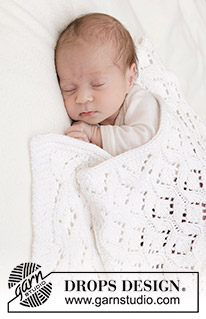 Bright Cuddles Blanket / DROPS Baby 46-4 - Couverture tricotée pour bébé en DROPS Big Merino. Se tricote en point ajouré.