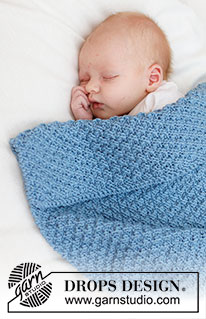 Blue Pearl Blanket / DROPS Baby 46-8 - Gebreide babydeken in DROPS Big Merino. Het werk wordt heen en weer gebreid met dubbele gerstekorrel.