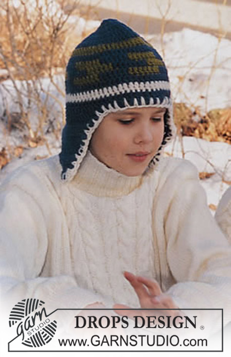 DROPS Children 12-21 - DROPS Karisma lõngast kootud palmikutega laste džemper  ja Alaska lõngast heegeldatud müts