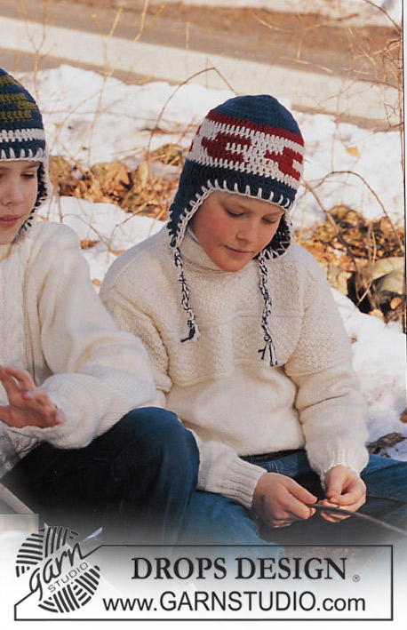 DROPS Children 12-22 - DROPS Gehaakte Muts en trui met structuurpatroon van Alaska