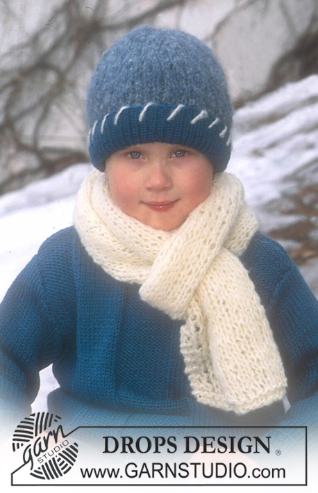 DROPS Children 12-29 - Sweter, czapka i szalik na drutach