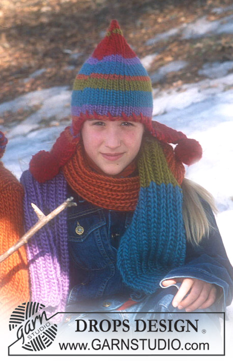 DROPS Children 12-42 - Stickad mössa och halsduk med helpatent i DROPS Snow.
