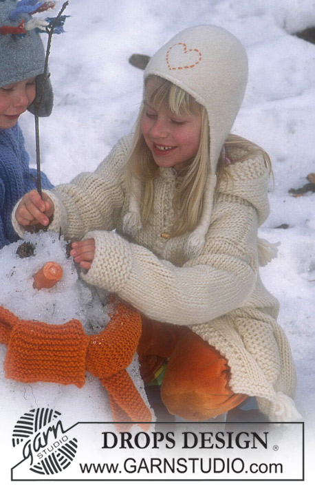 Alaska / DROPS Children 12-48 - Strikket sæt med jakke, hue og halstørklæde i DROPS Snow.