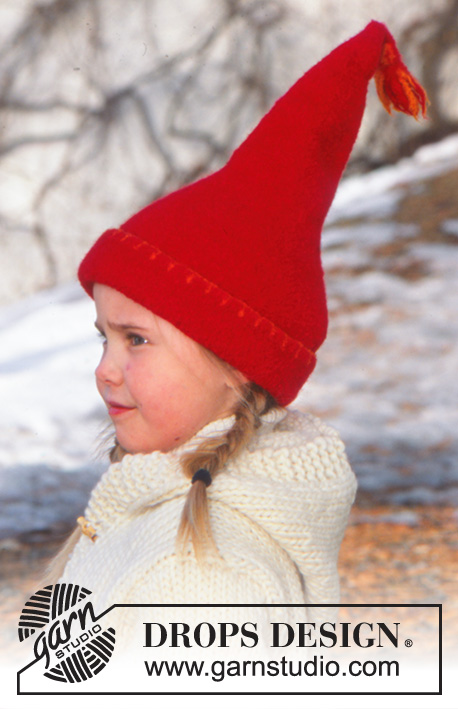 Elf Warmers Gloves / DROPS Children 12-51 - Berretto e muffole per Natale lavorati ai ferri e infeltriti in DROPS Alaska.