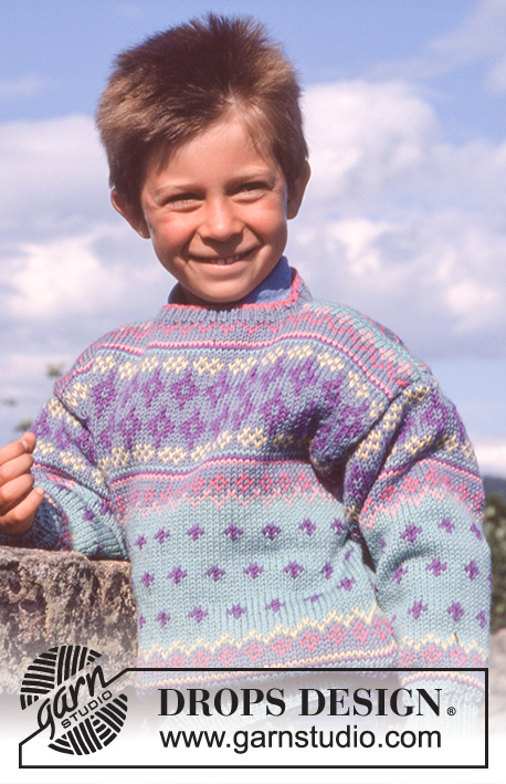 DROPS Children 2-2 - Sweter z żakardem DROPS, z włóczki Karisma
