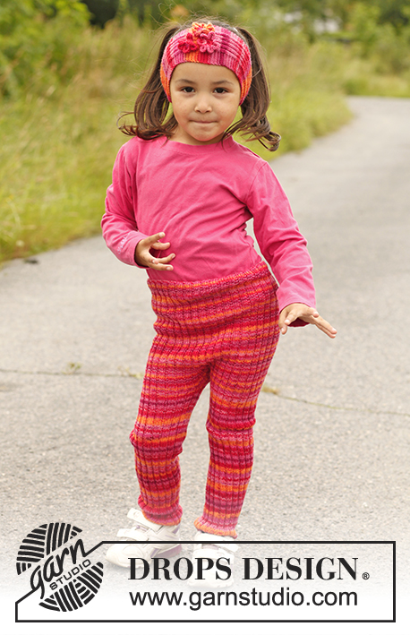 Nellie / DROPS Children 22-11 - Leggings tricotadas em canelado, em DROPS Fabel. Tamanhos criança: 3 - 12 anos