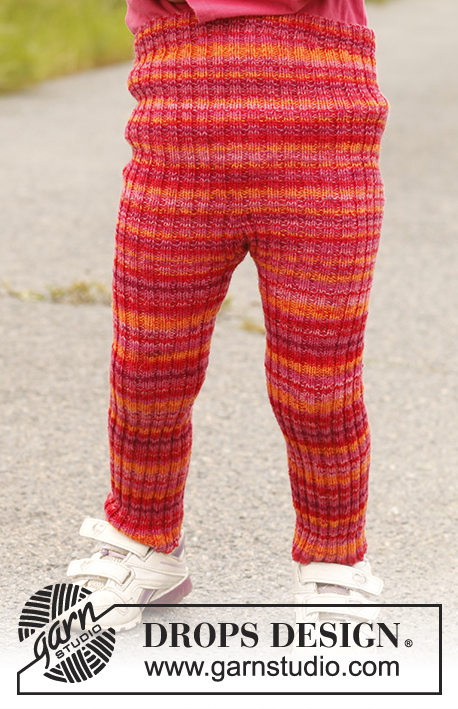 Nellie / DROPS Children 22-11 - Kalhoty kamaše pletené pružným vzorem z příze DROPS Fabel. Velikosti pro děti od 3 do 12 let.   