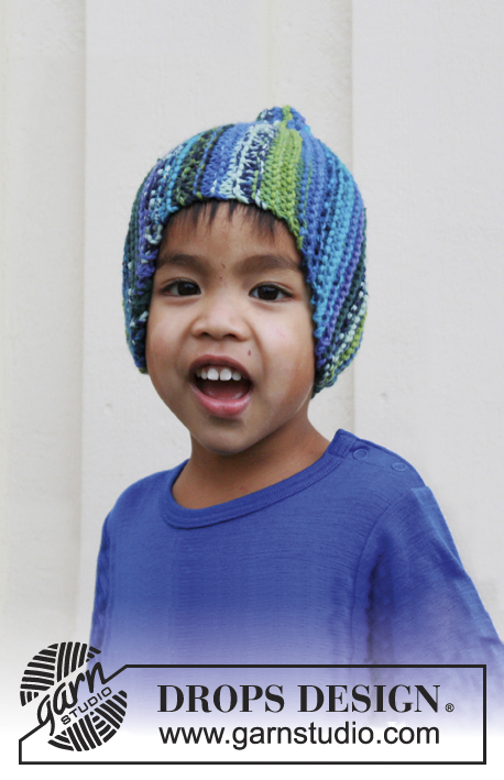 Only for You / DROPS Children 22-39 - Knitted hat in garter st, in 1 thread DROPS Big-Fabel or 2 threads DROPS Fabel. Size children 3 to 12 years.