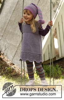 Bluebelle / DROPS Children 23-1 - Vestido tricotado com ponto rendado en DROPS Karisma. Tamanhos 3 - 12 anos.