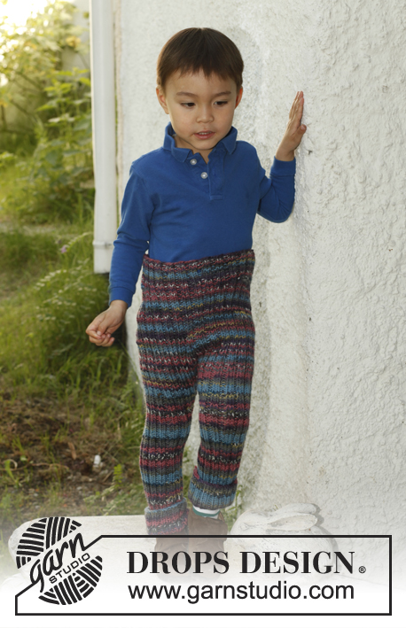 Wooliam / DROPS Children 23-41 - DROPS Big Fabel või kahekordsest Fabel lõngast kootud soonikkoes püksid. Suurused 3 kuni 12 aastane.