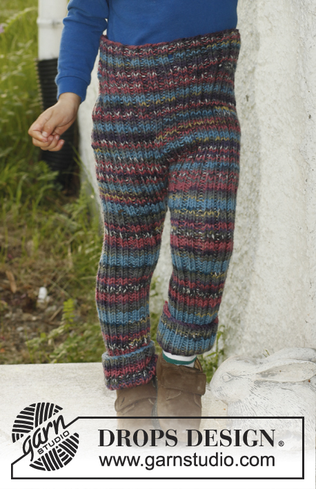 Wooliam / DROPS Children 23-41 - Ribstrikkede bukser i 2 tråde DROPS Fabel til børn str 3 til 12 år